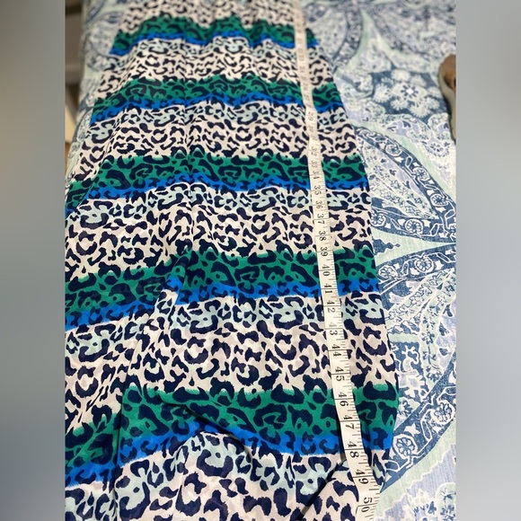 ❤️🤩She’s Cool Blue Green Black & White Leopard Stripped Sleeveless Maxi Dress - Picture 9 of 9